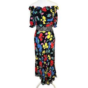 RIXO X Target Colorful Floral Maxi Flowing Tie Dress Size 8